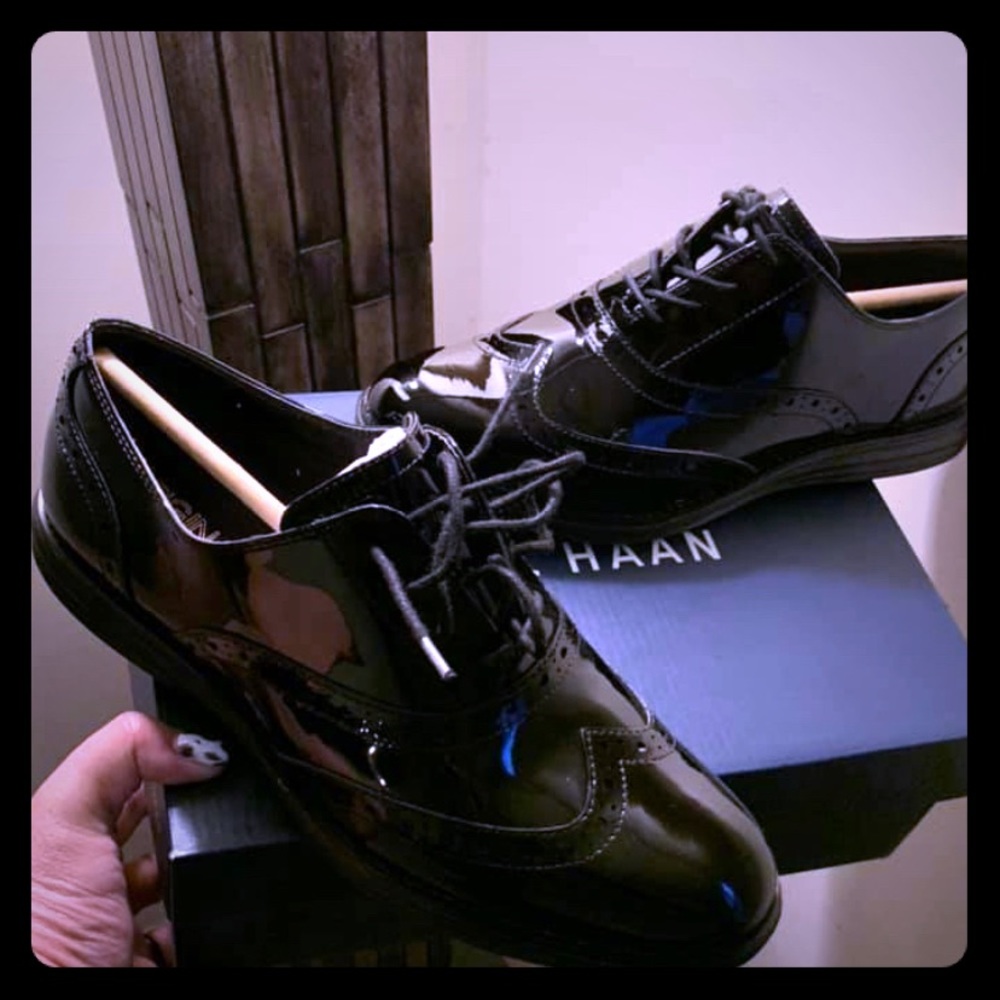 ColeHaan Zero Ground Patent Leather Oxfords.